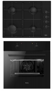 ZESTAW DO ZABUDOWY CZARNY PIEKARNIK PŁYTA GAZOWA