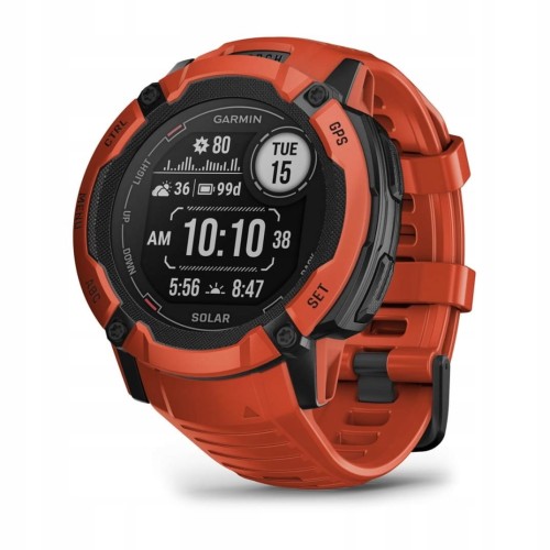 Smartwatch męski Garmin Instinct 2X Solar 1,1" GPS NFC Żyroskop Czerwony
