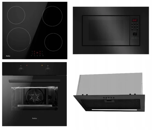 Zestaw AGD do zabudowy Piekarnik + Płyta indukcyjna + Mikrofalówka + Okap