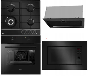 Zestaw AGD do zabudowy Piekarnik + Płyta gazowa + Mikrofalówka + Okap