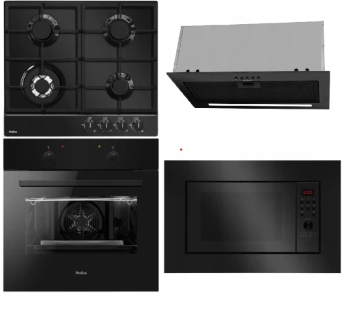 Zestaw AGD do zabudowy Piekarnik + Płyta gazowa + Mikrofalówka + Okap