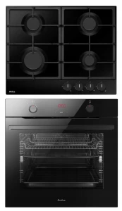 Zestaw AGD do zabudowy Piekarnik + płyta gazowa czarny