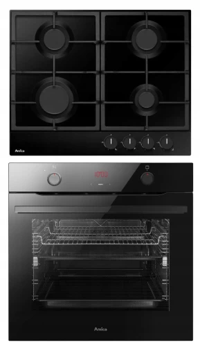 Zestaw AGD do zabudowy Piekarnik + płyta gazowa czarny