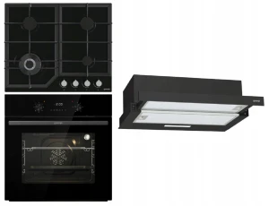 Zestaw AGD do zabudowy GORENJE Piekarnik + Płyta gazowa + Okap czarny