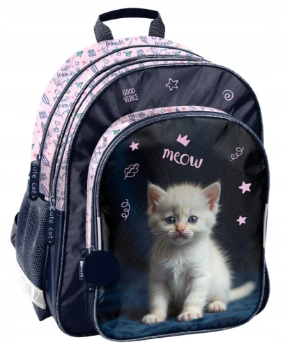 Plecak tornister szkolny KOT PP26CD-090 Biały Kotek dla dziewczynki