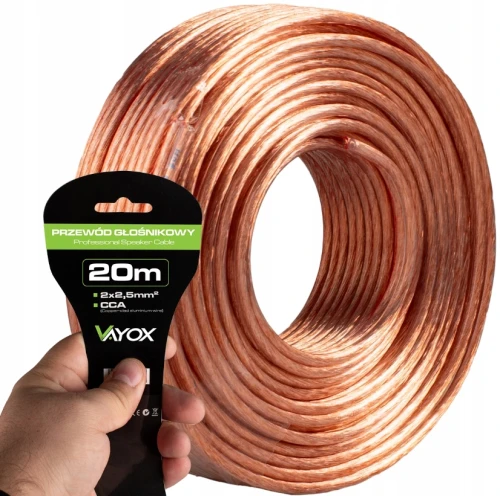 Kabel przewód głośnikowy Voyox 2*2,5mm 20m dwużyłowy CCA AUDIO