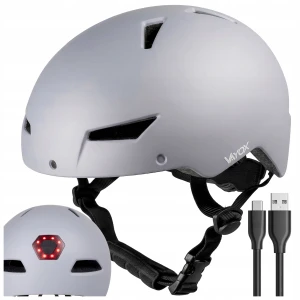 Kask na rower hulajnogę Vayox VA0423BMM regulowany lampka LED szary ma