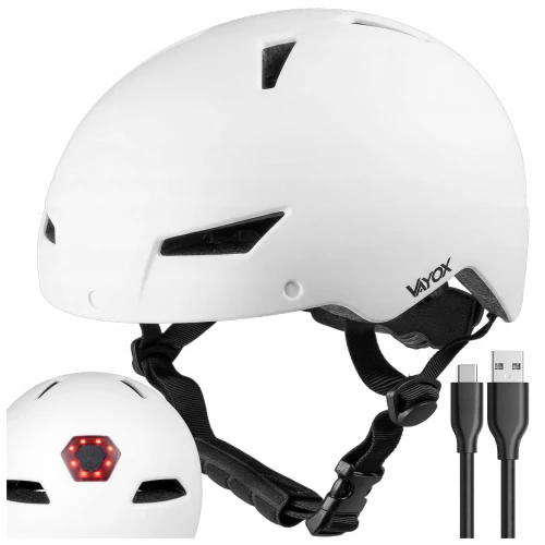 Kask na rower hulajnogę Vayox VA0423WMM regulowany lampka LED biały mat