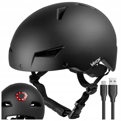Kask na rower hulajnogę Vayox VA0423BMM regulowany lampka LED czarny mat